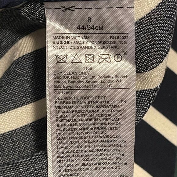 Classic Navy Blue & White Striped Long Sleeve Banana Republic Dress Size 8 - Picture 6 of 7